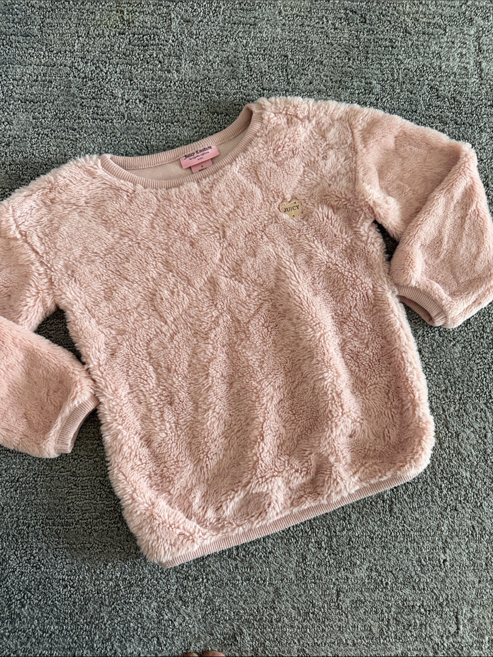 Juicy Couture Pink Plush Scoopneck Top with Gold Heart Logo